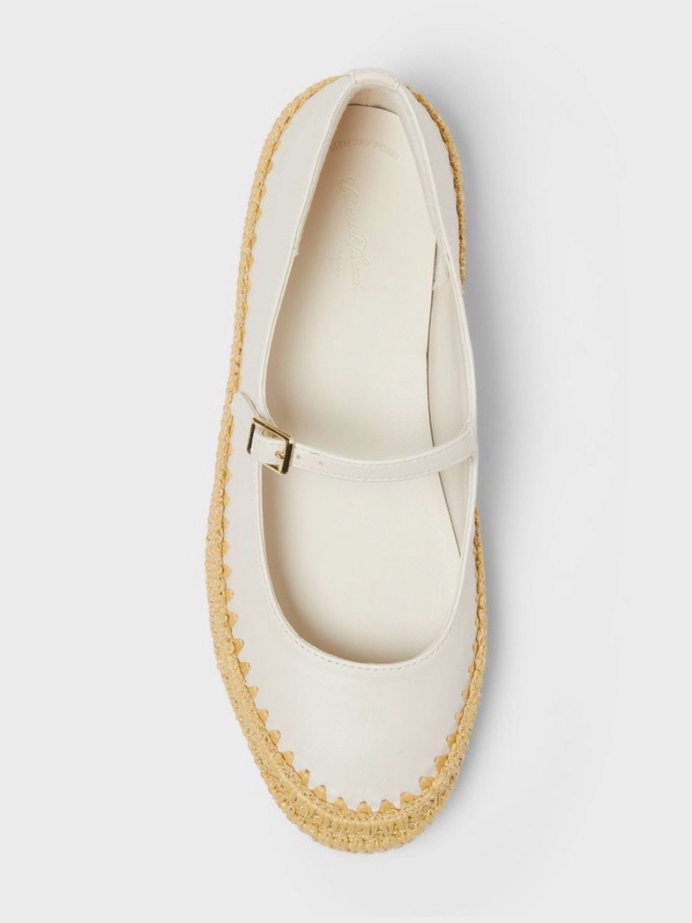 Women's Size 8 Cream Mary Jane Espadrille Flat with Memory Foam NEW